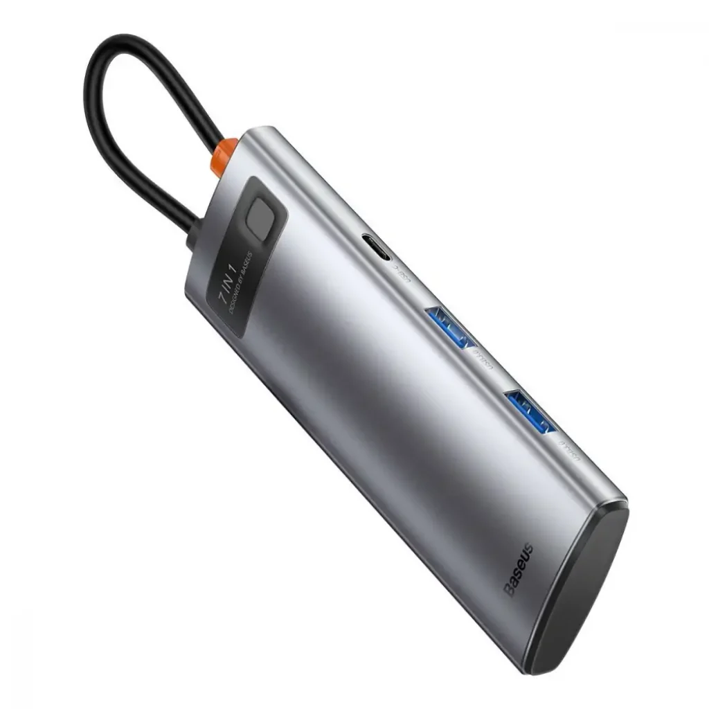 USB-Хаб Baseus Metal Gleam Series 7-in-1 (2xUSB3.0 + 4KHD + Type-C + Type-C PD+ TF + SD) Gray, WKWG020113