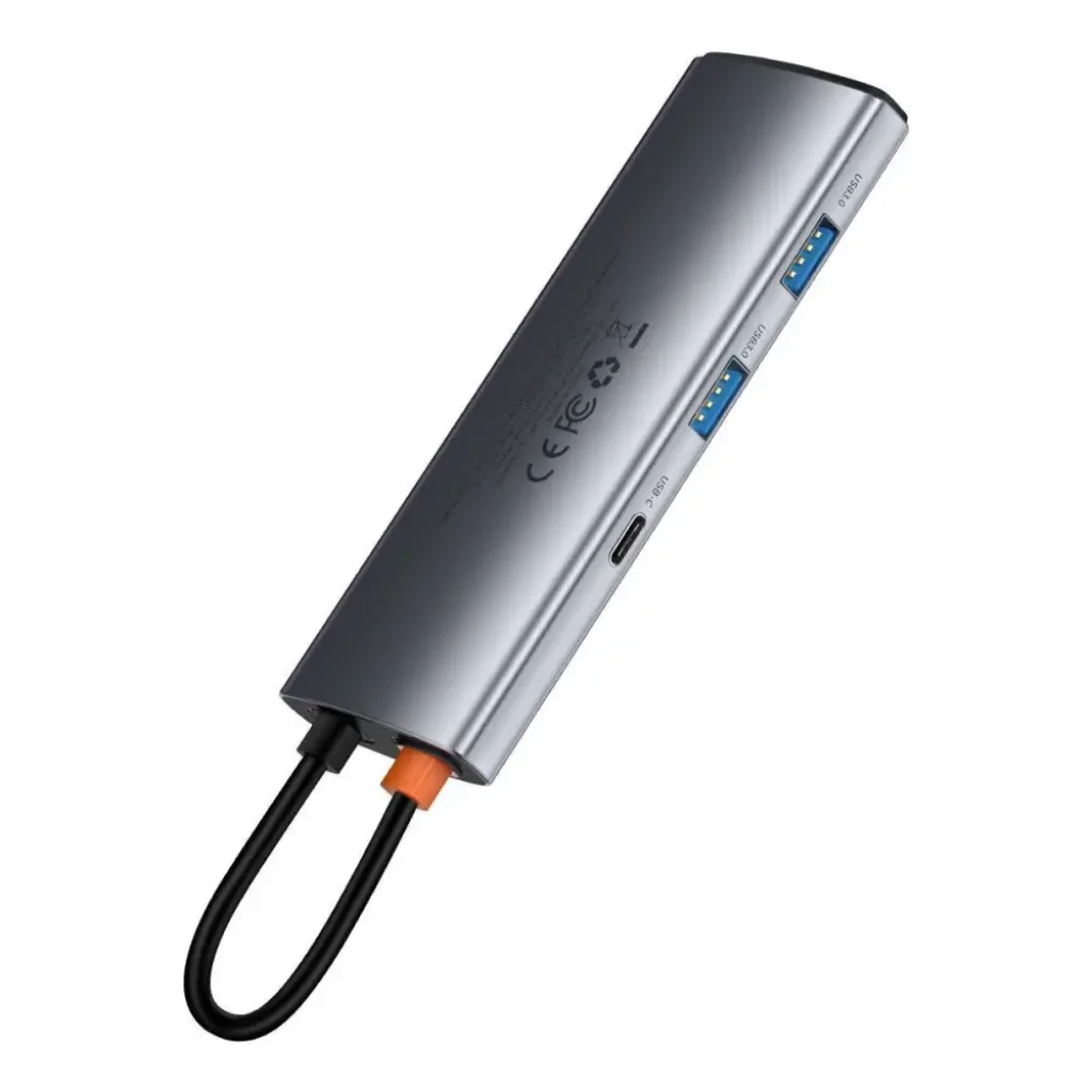 USB-Хаб Baseus Metal Gleam Series 7-in-1 (2xUSB3.0 + 4KHD + Type-C + Type-C PD+ TF + SD) Gray, WKWG020113