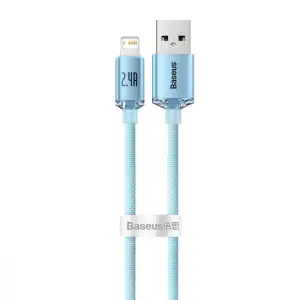 Кабель Baseus Crystal Shine Series Lightning 2.4A (1.2m) Sky Blue, CAJY001103