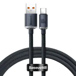 Кабель Baseus Crystal Shine Series Type-C 100W (1.2m) Black, CAJY000401