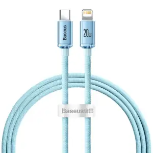 Кабель Baseus Crystal Shine Series Type-C to Lightning 20W (1.2m) Sky Blue, CAJY001303