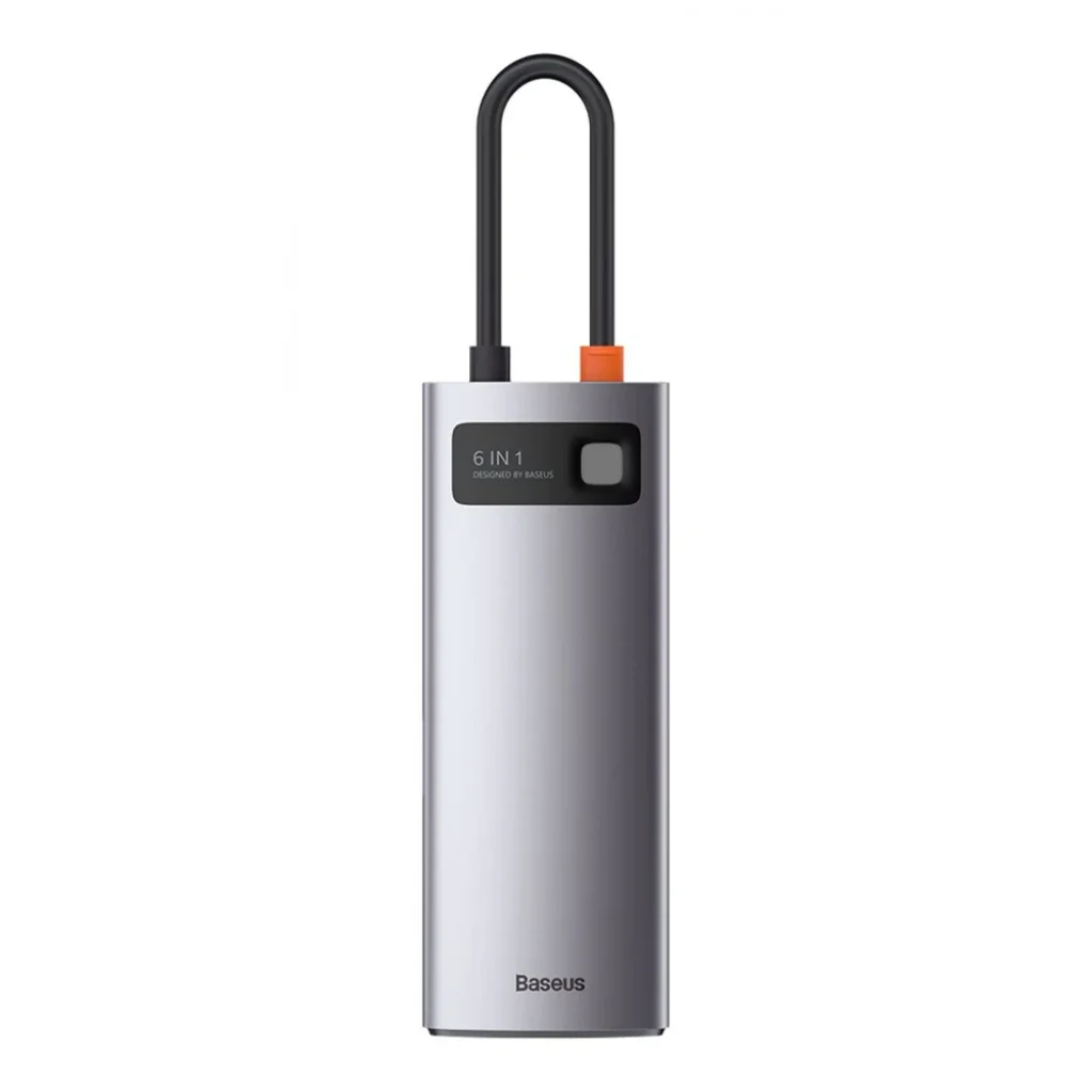 USB-Хаб Baseus Metal Gleam Series 6-in-1 Type-C Gray, CAHUB-CW0G