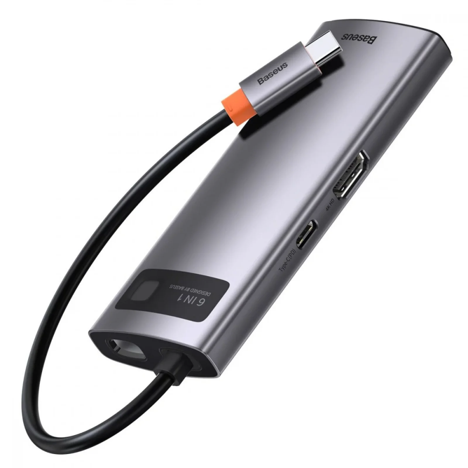 USB-Хаб Baseus Metal Gleam Series 6-in-1 Type-C Gray, CAHUB-CW0G