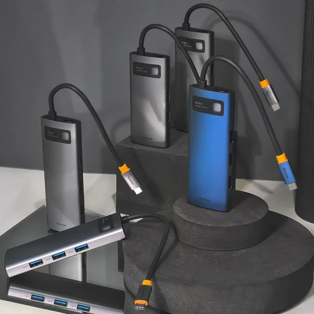 USB-Хаб Baseus Metal Gleam Series 6-in-1 Type-C Gray, CAHUB-CW0G