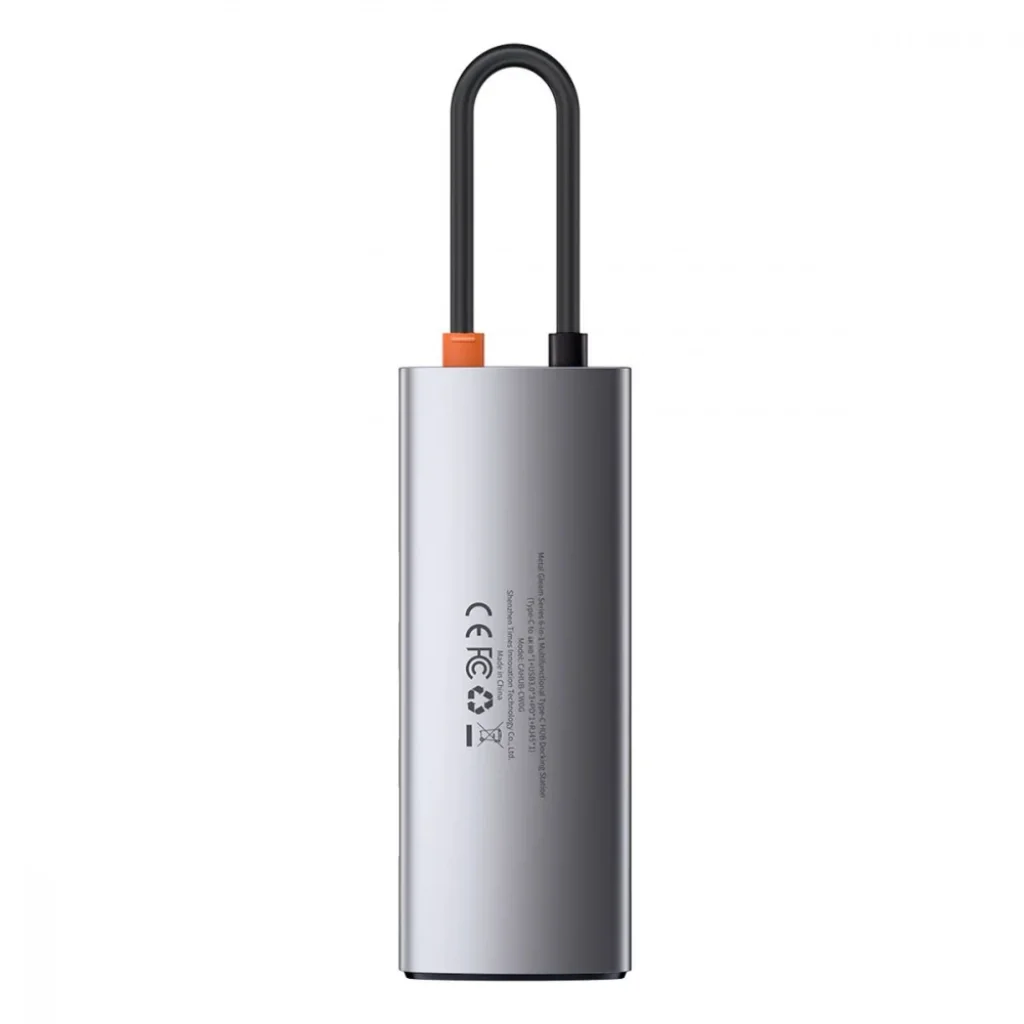 USB-Хаб Baseus Metal Gleam Series 6-in-1 Type-C Gray, CAHUB-CW0G