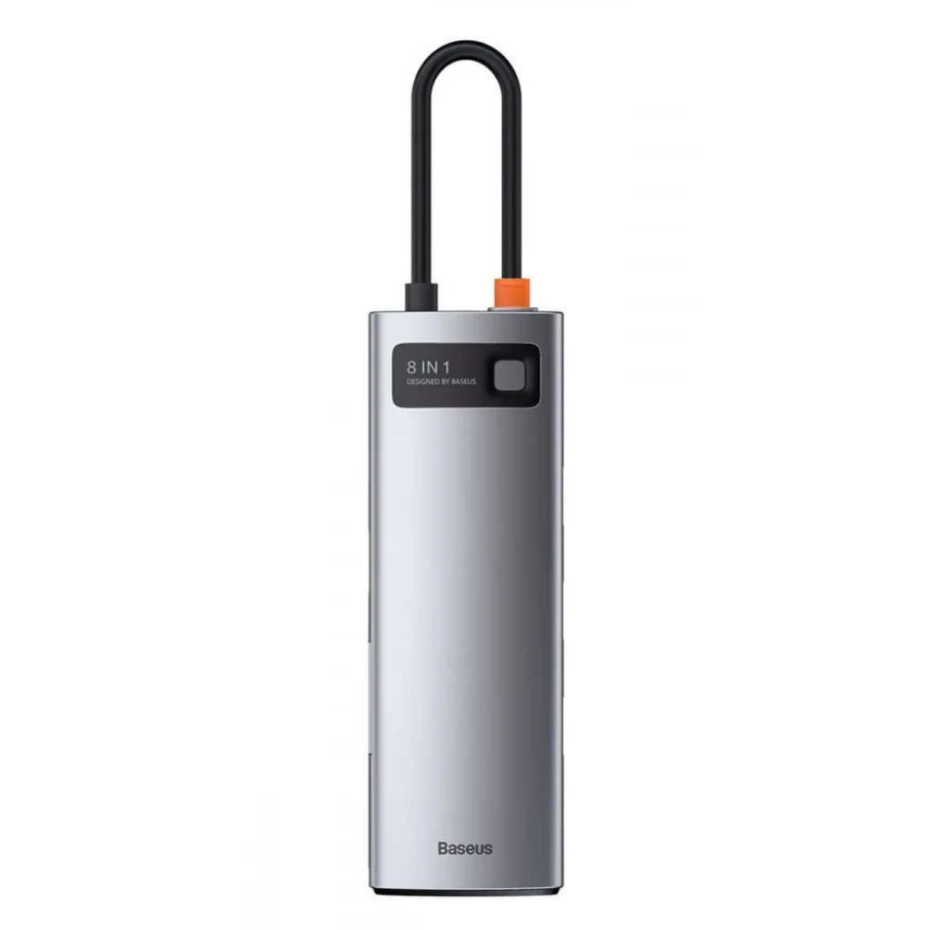 USB-Хаб Baseus Metal Gleam Series 8-in-1 Type-C Gray, CAHUB-CV0G