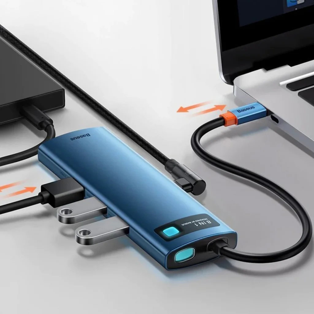 USB-Хаб Baseus Metal Gleam Series 8-in-1 Type-C Gray, CAHUB-CV0G
