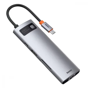 USB-Хаб Baseus Metal Gleam Series 8-in-1 Type-C Gray, CAHUB-CV0G