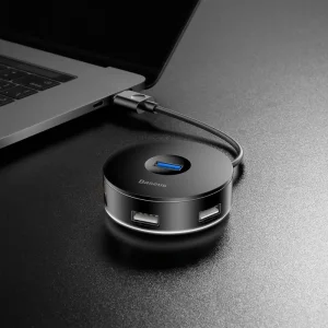 USB-Хаб Baseus Round Box Type-C to USB 3.0 + 3USB 2.0 Black, CAHUB-G01