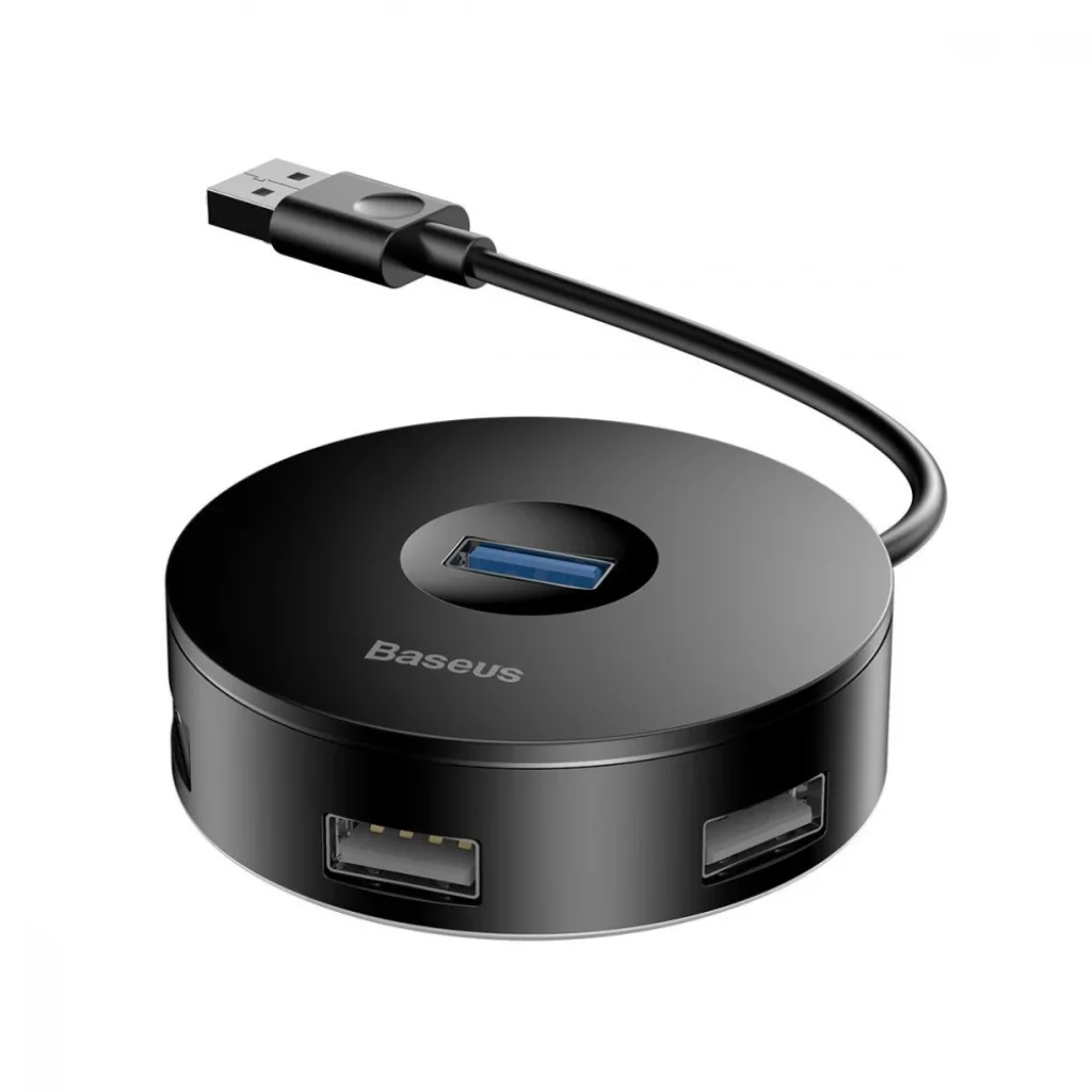 USB-Хаб Baseus Round Box Type-C to USB 3.0 + 3USB 2.0 Black, CAHUB-G01