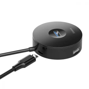 USB-Хаб Baseus Round Box Type-C to USB 3.0 + 3USB 2.0 Black, CAHUB-G01