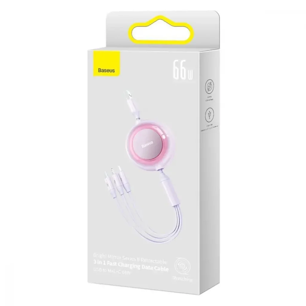Кабель Baseus Bright Mirror 2 Series 3-in-1 (Micro USB+Lightning+Type-C) 66W (1.1m) Green, CAMJ010106
