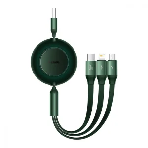 Кабель Baseus Bright Mirror 2 Series 3-in-1 (Micro USB+Lightning+Type-C) 66W (1.1m) Green, CAMJ010106