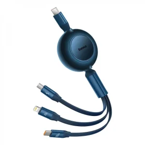 Кабель Baseus Bright Mirror 2 Series 3-in-1 (Micro USB+Lightning+Type-C) 100W (1.1m) Blue, CAMJ010203