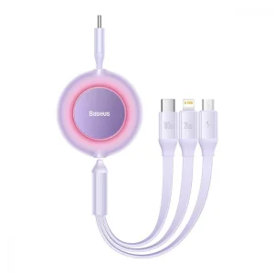 Кабель Baseus Bright Mirror 2 Series 3-in-1 (Micro USB+Lightning+Type-C) 100W (1.1m) Purple, CAMJ010205