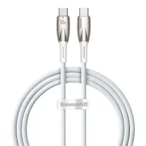 Кабель Baseus Glimmer Series Fast Charging Type-C to Type-C 100W (1m) White, CADH000702