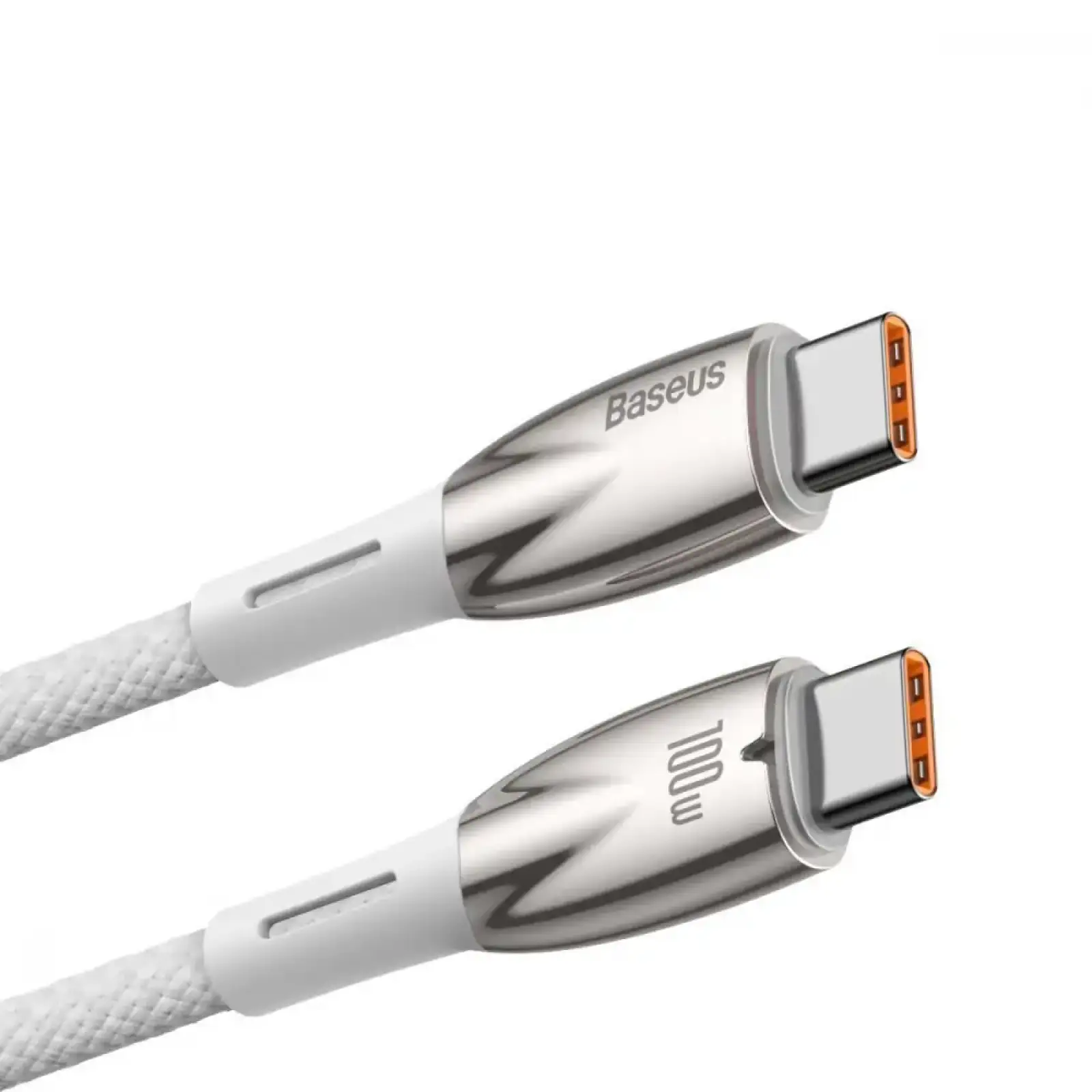 Кабель Baseus Glimmer Series Fast Charging Type-C to Type-C 100W (2m) White, CADH000802
