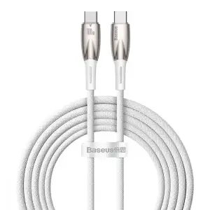 Кабель Baseus Glimmer Series Fast Charging Type-C to Type-C 100W (2m) White, CADH000802