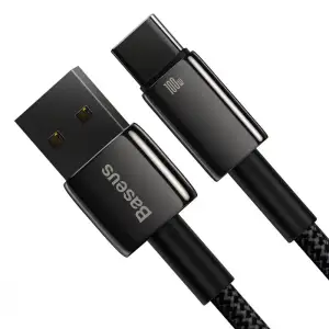 Кабель Baseus Tungsten Gold Fast Charging Data Type-C 100W (1m) Black, CAWJ000001