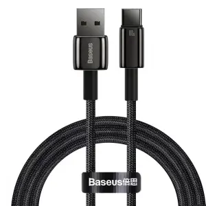 Кабель Baseus Tungsten Gold Fast Charging Data Type-C 100W (1m) Black, CAWJ000001
