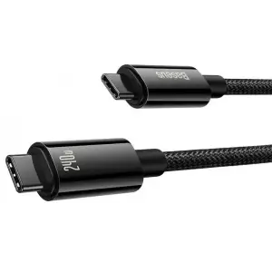 Кабель Baseus Tungsten Gold Type-C to Type-C 240W (2m) Black, CAWJ040101