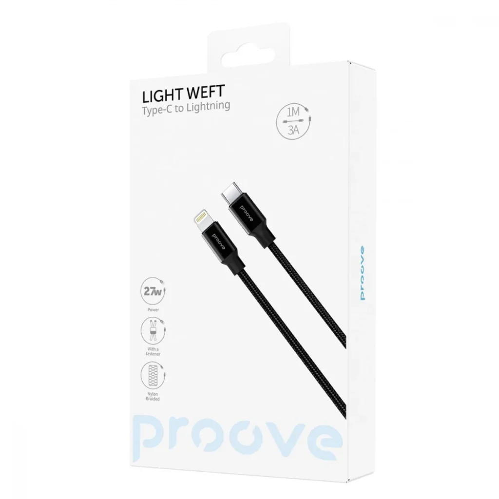 Кабель Proove Light Weft Type-C to Lightning 27W (1m) Black CCLW27002101