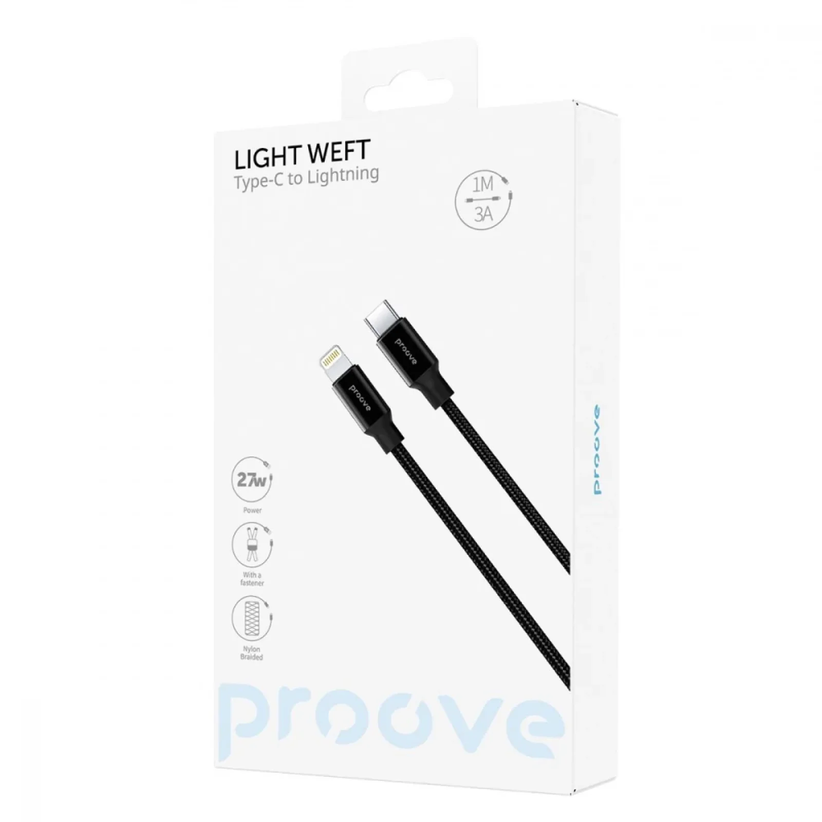 Кабель Proove Light Weft Type-C to Lightning 27W (1m) Black CCLW27002101