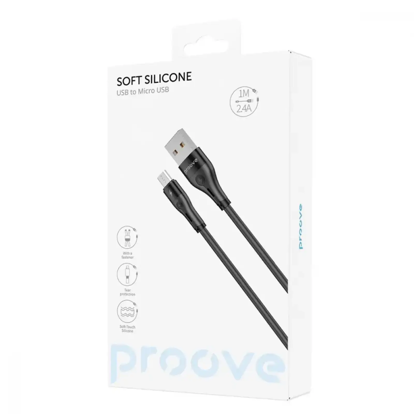 Кабель Proove Soft Silicone Micro USB 2.4A (1m) Black CCSO20001301
