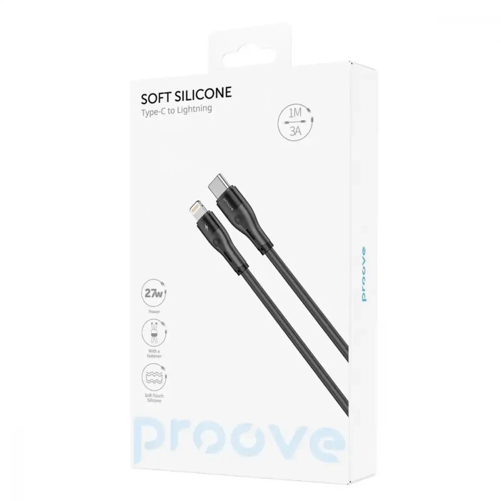 Кабель Proove Soft Silicone Type-C to Lightning 27W (1m) Black CCSO27002101