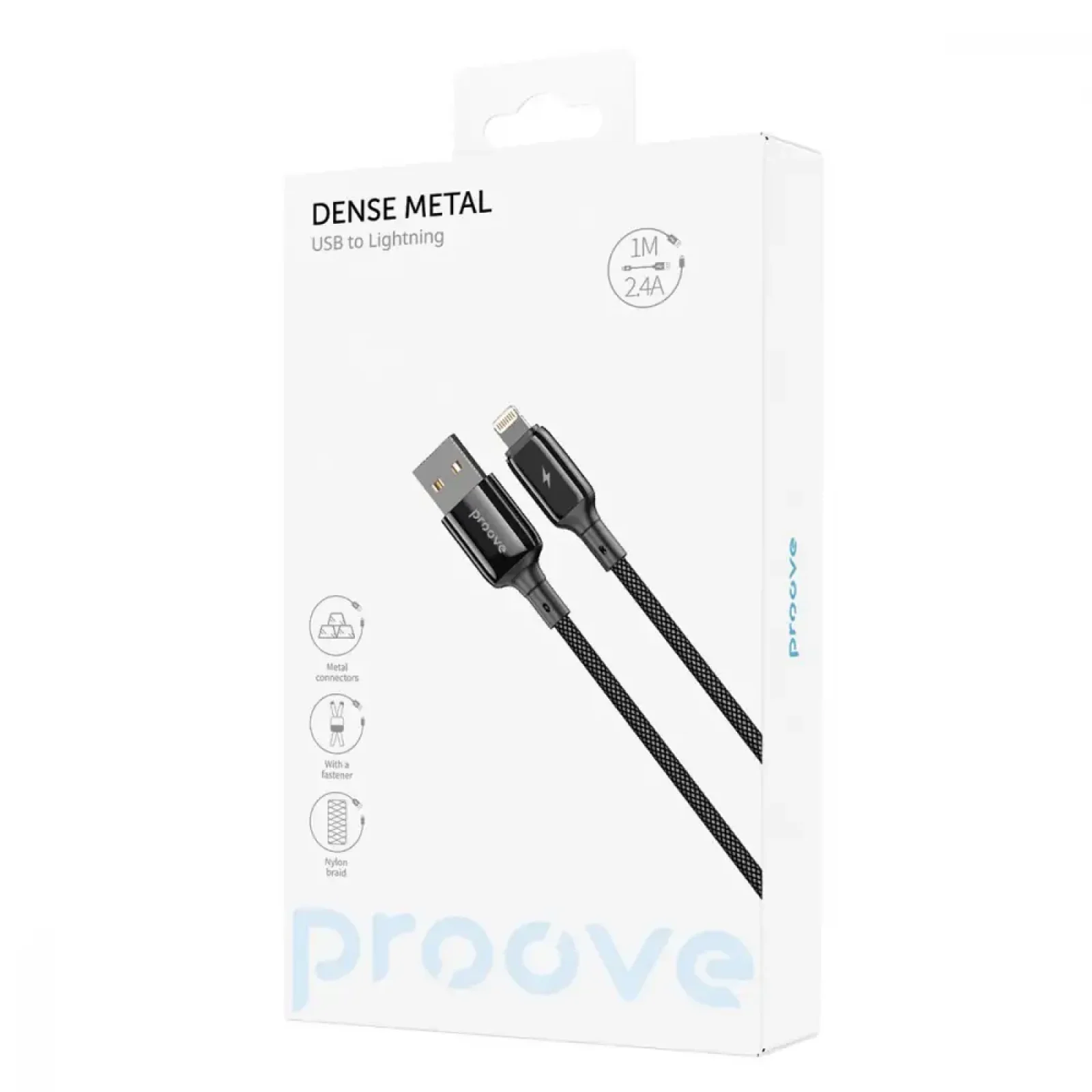 Кабель Proove Dense Metal Lightning 2.4A (1m) Black CCDM20001101