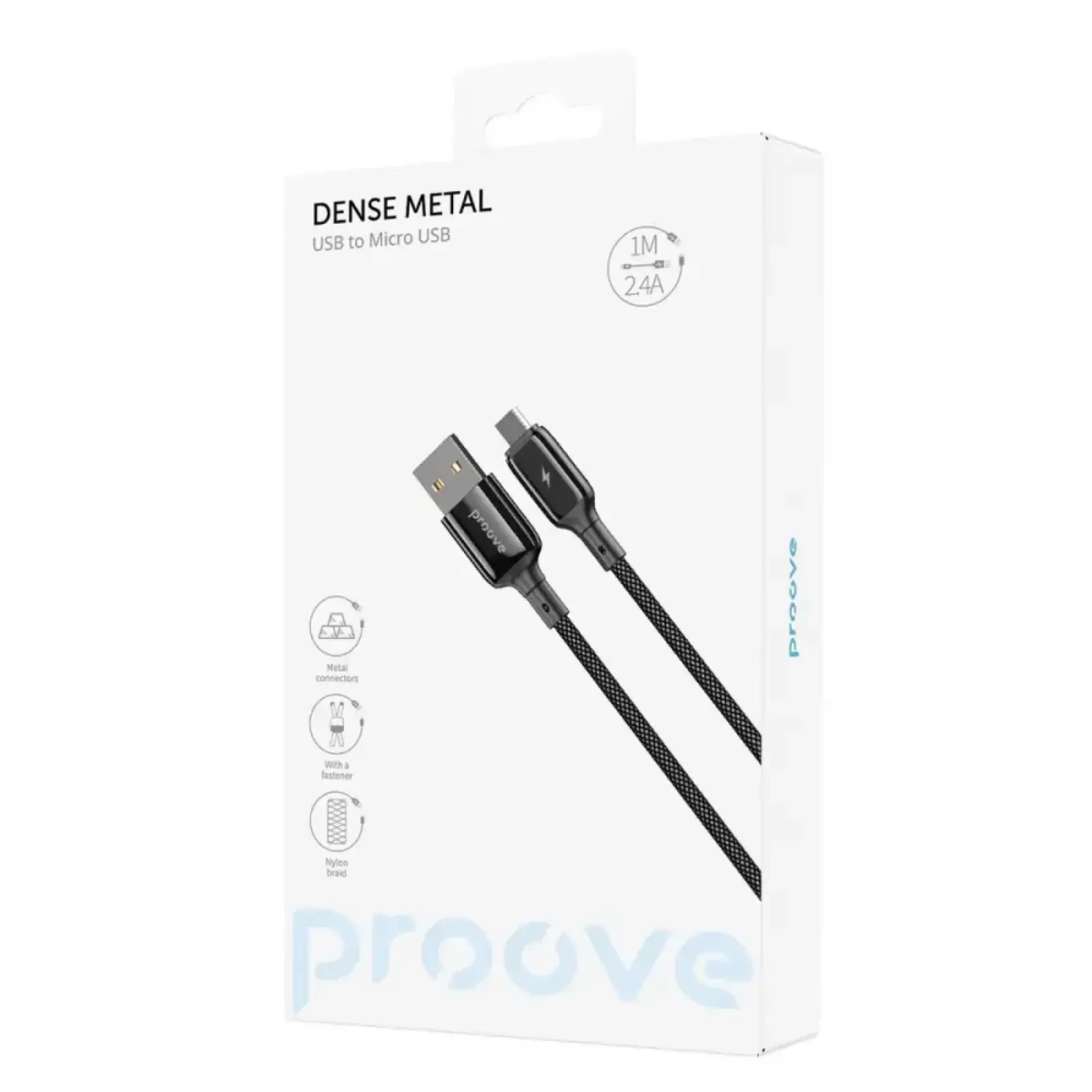 Кабель Proove Dense Metal Micro USB 2.4A (1m) Black CCDM20001301