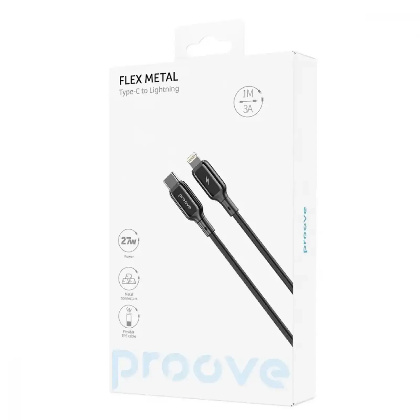 Кабель Proove Flex Metal Type-C to Lightning 27W (1m) Black CCFM27002101