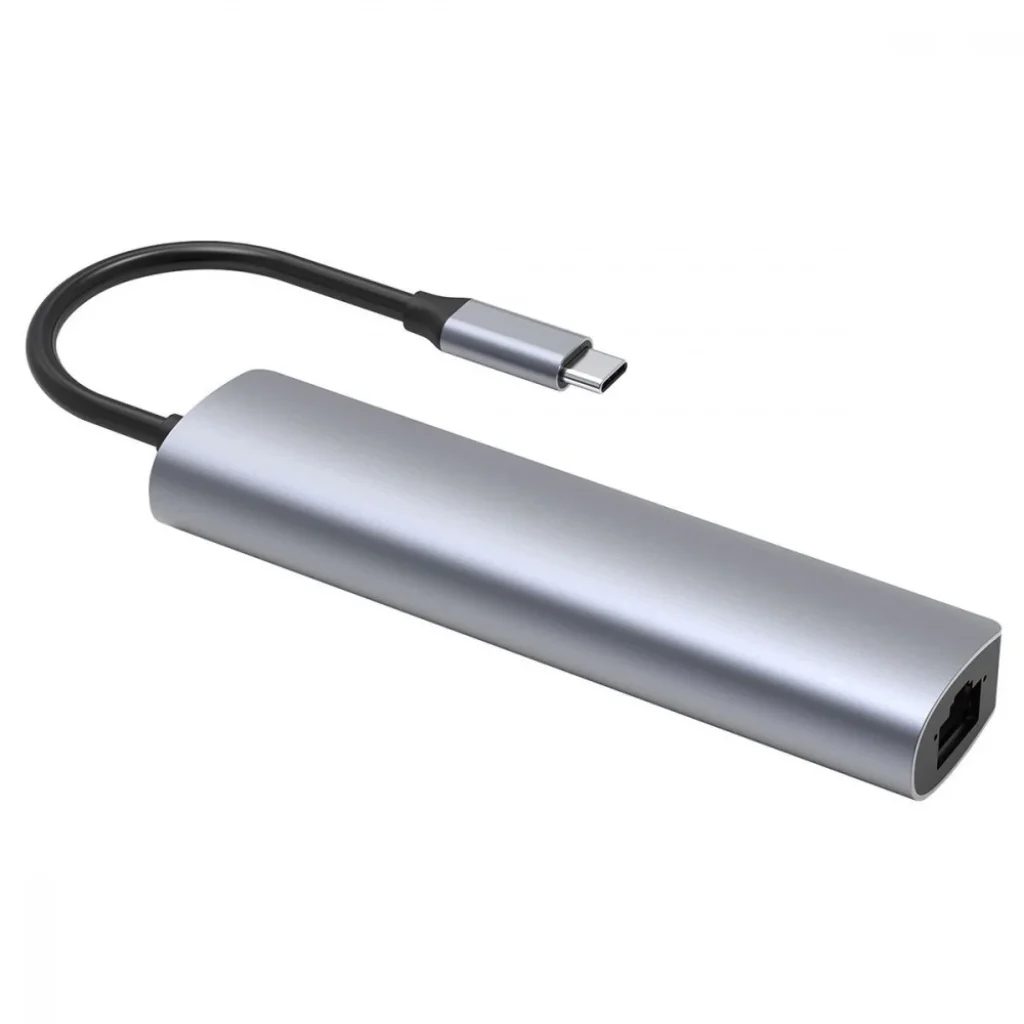 Type-C-Хаб Proove Iron Link 5 in 1 (3*USB3.0 + Tyce C + RJ45) Silver
