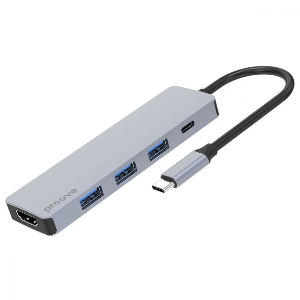 Type-C-Хаб Proove Iron Link 5 in 1 (3*USB3.0 + Tyce C + HDMI) Silver