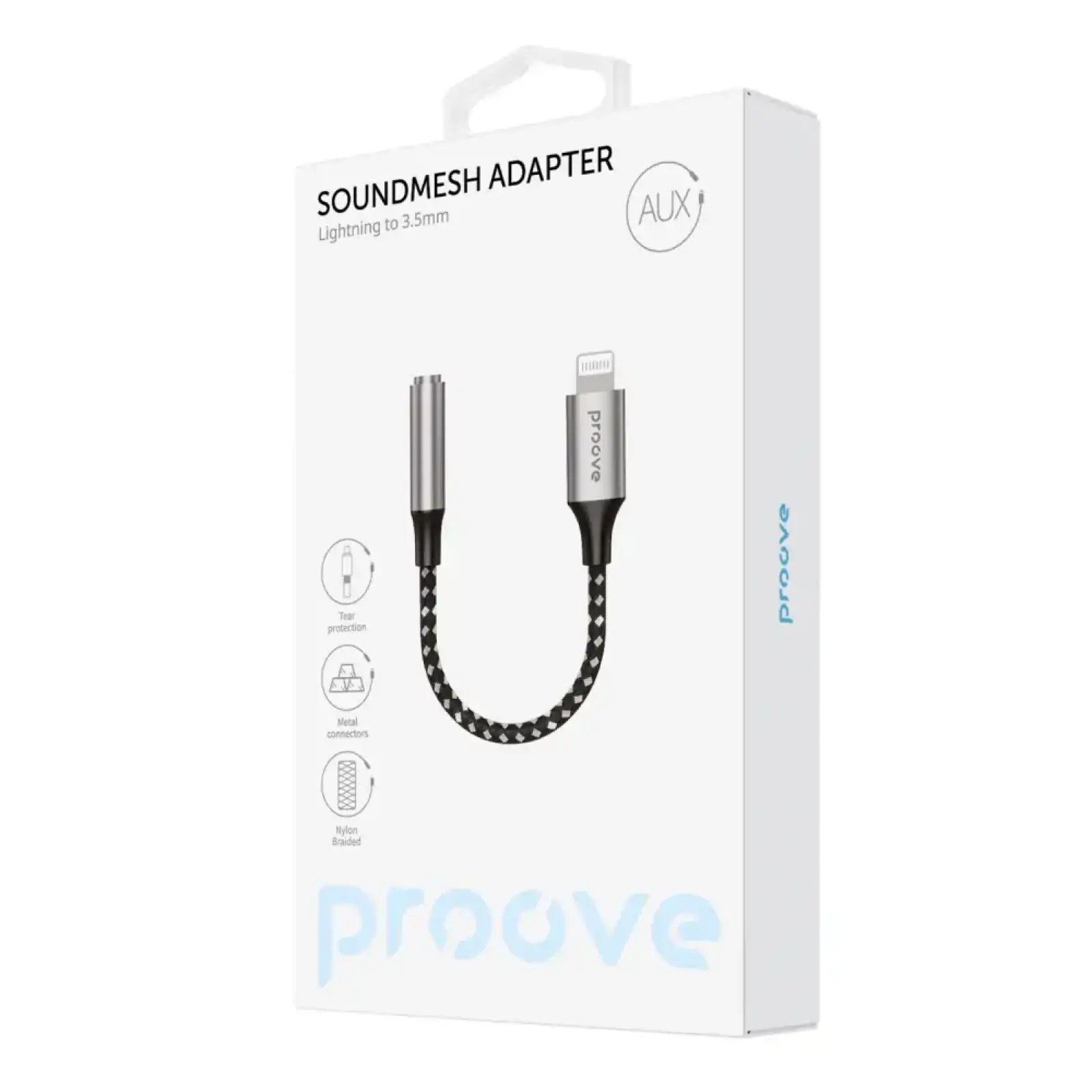 Переходник AUX Proove SoundMesh Lightning to 3.5mm Gray