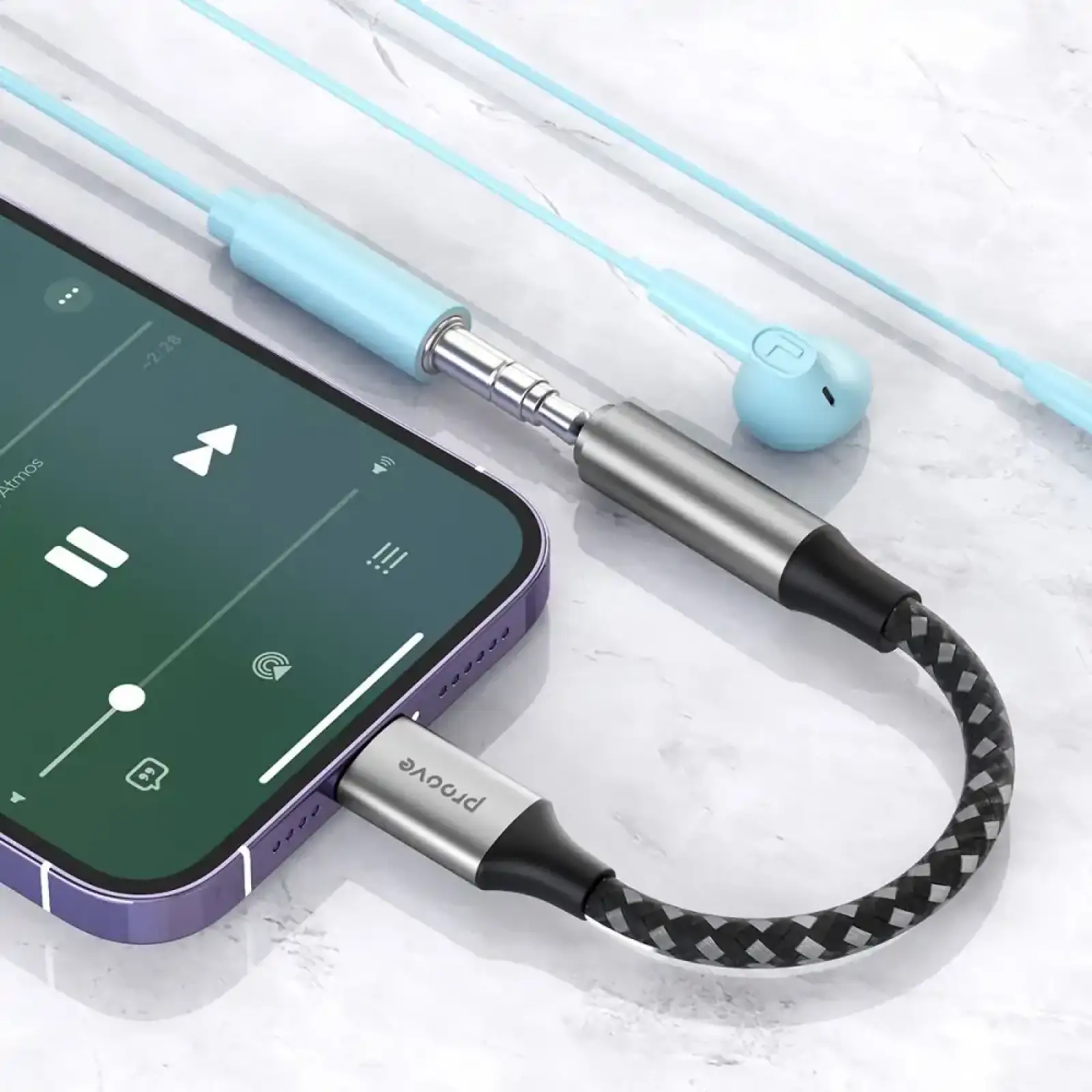 Переходник AUX Proove SoundMesh Lightning to 3.5mm Gray