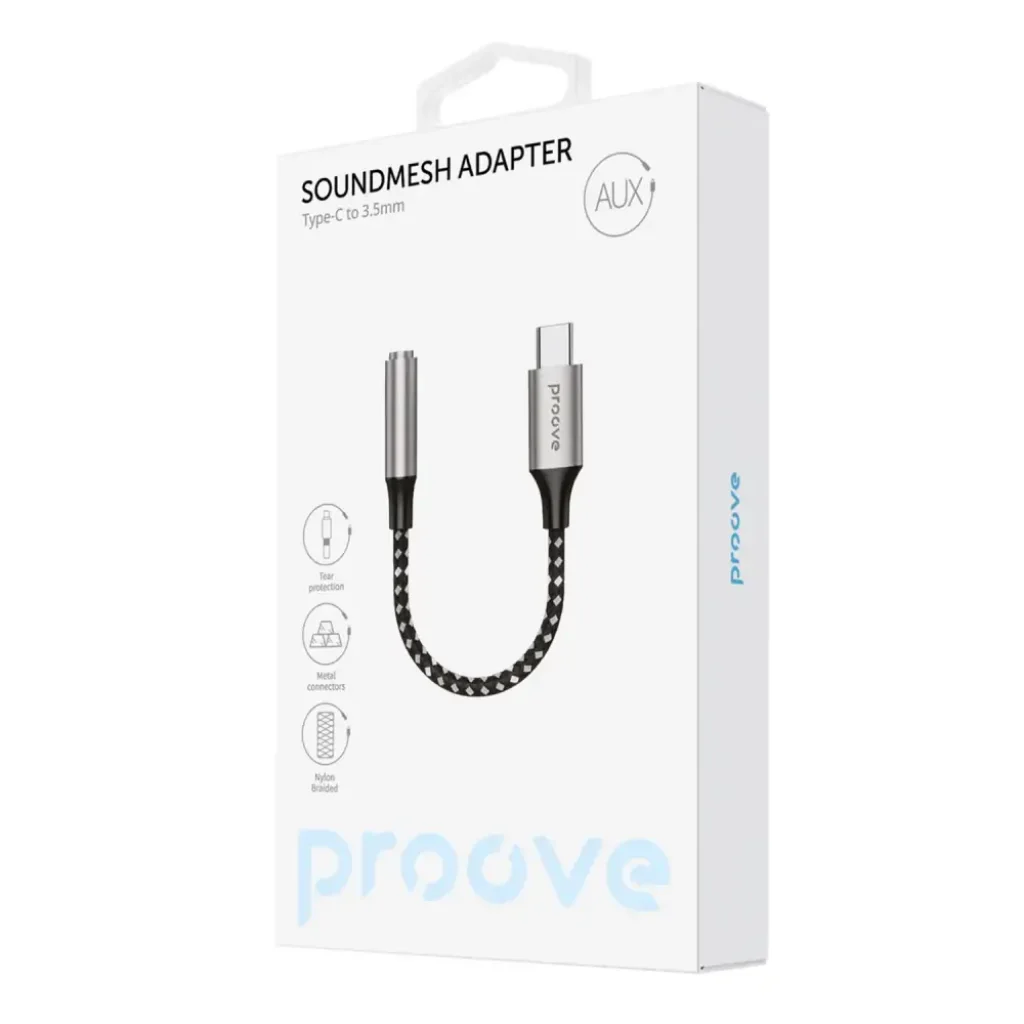 Переходник AUX Proove SoundMesh Type-C to 3.5mm Gray
