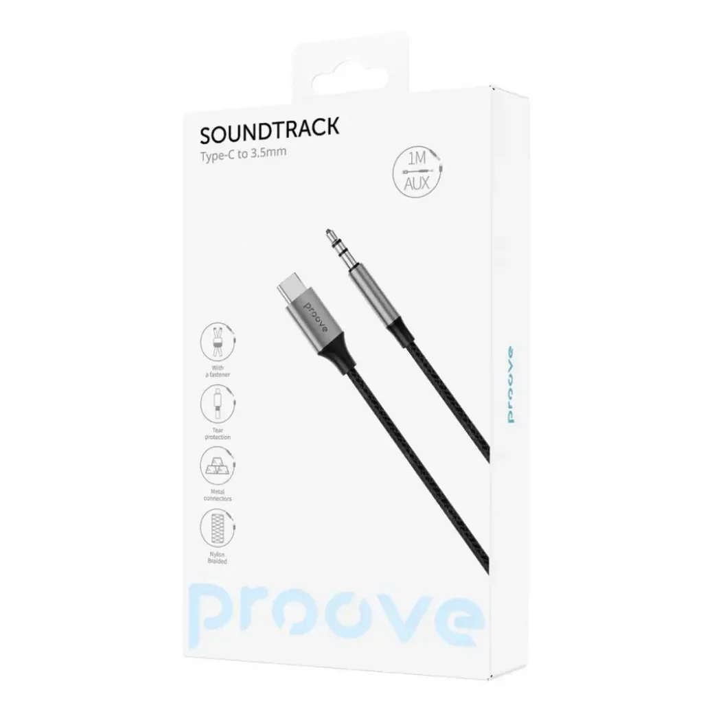 Кабель AUX Proove SoundTrack Type-C to 3.5mm (1m) Black, ACST00002801