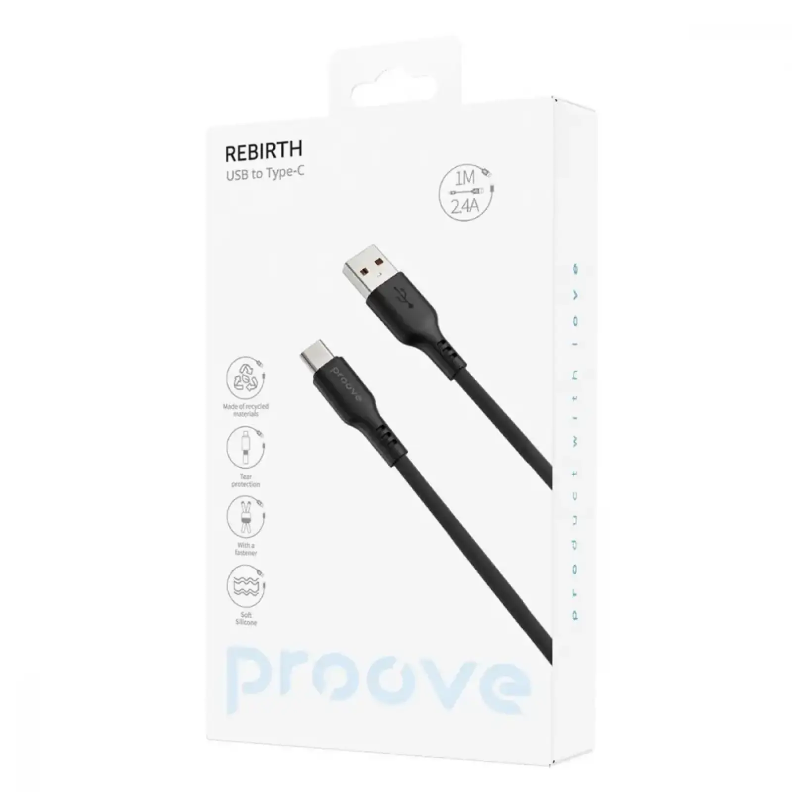 Кабель Proove Rebirth Type-C 2.4A (1m) Black CCRE60001201