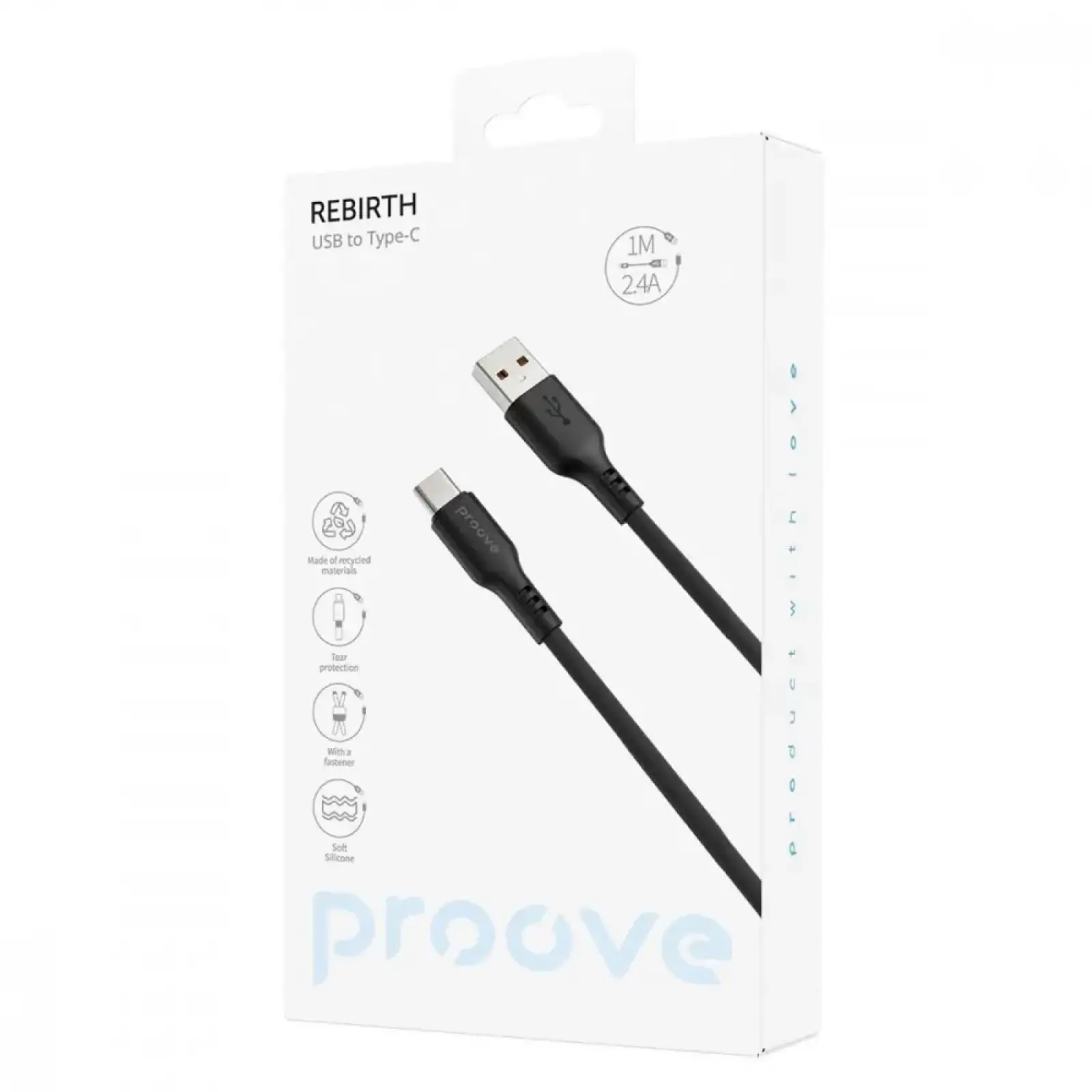 Кабель Proove Rebirth USB to Type-C 2.4A (1m) White
