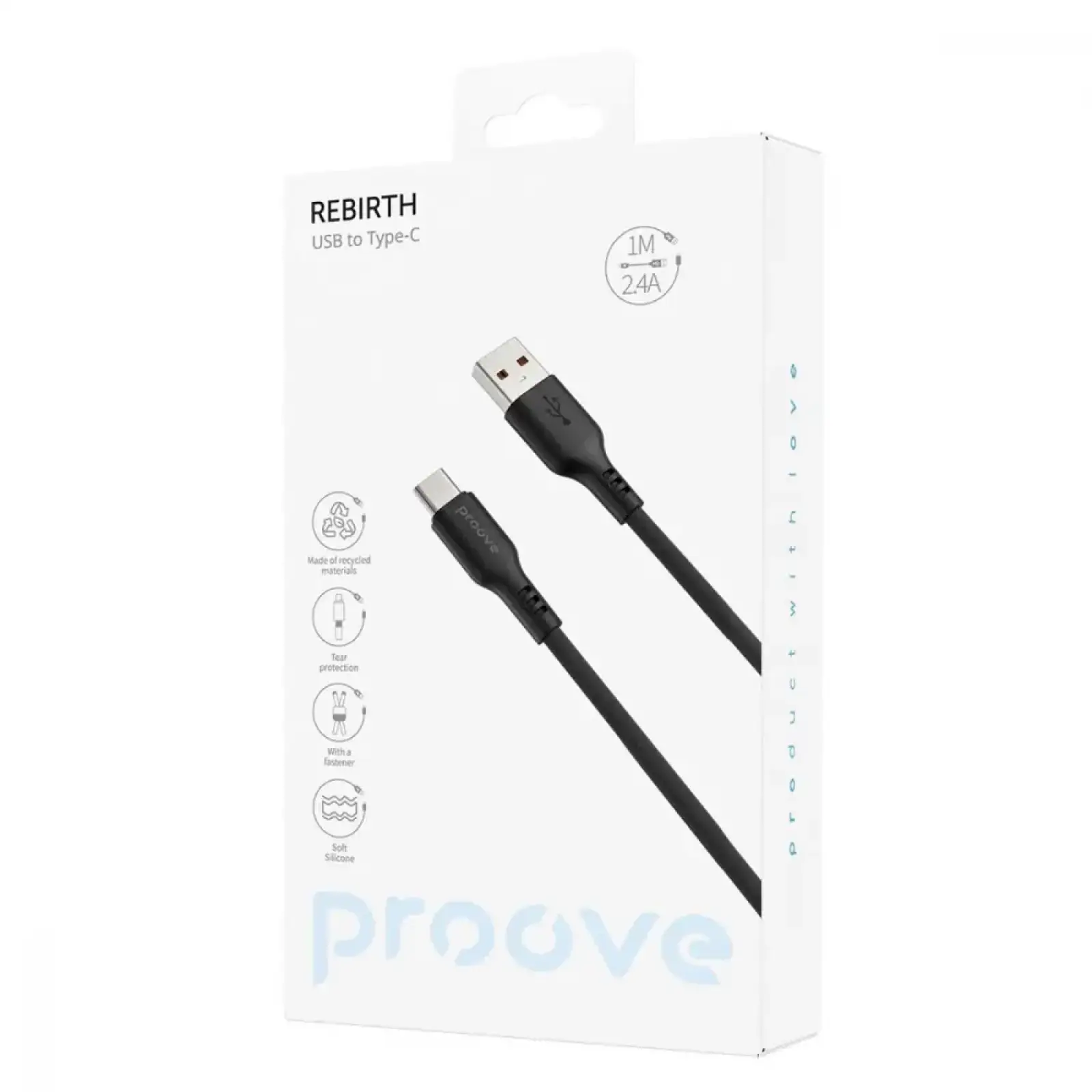 Кабель Proove Rebirth USB to Type-C 2.4A (1m) Green