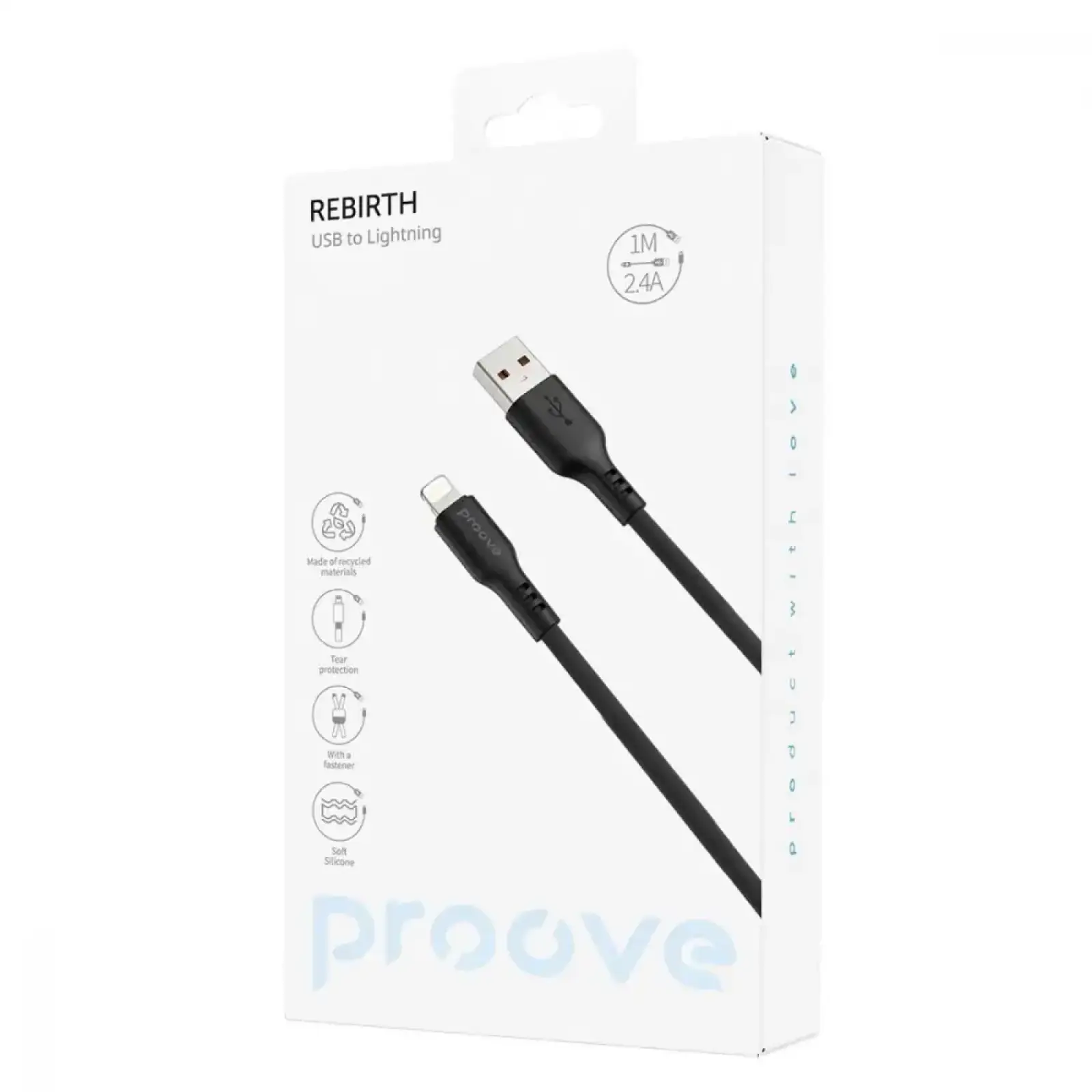 Кабель Proove Rebirth Lightning 2.4A (1m) Black CCRE60001101