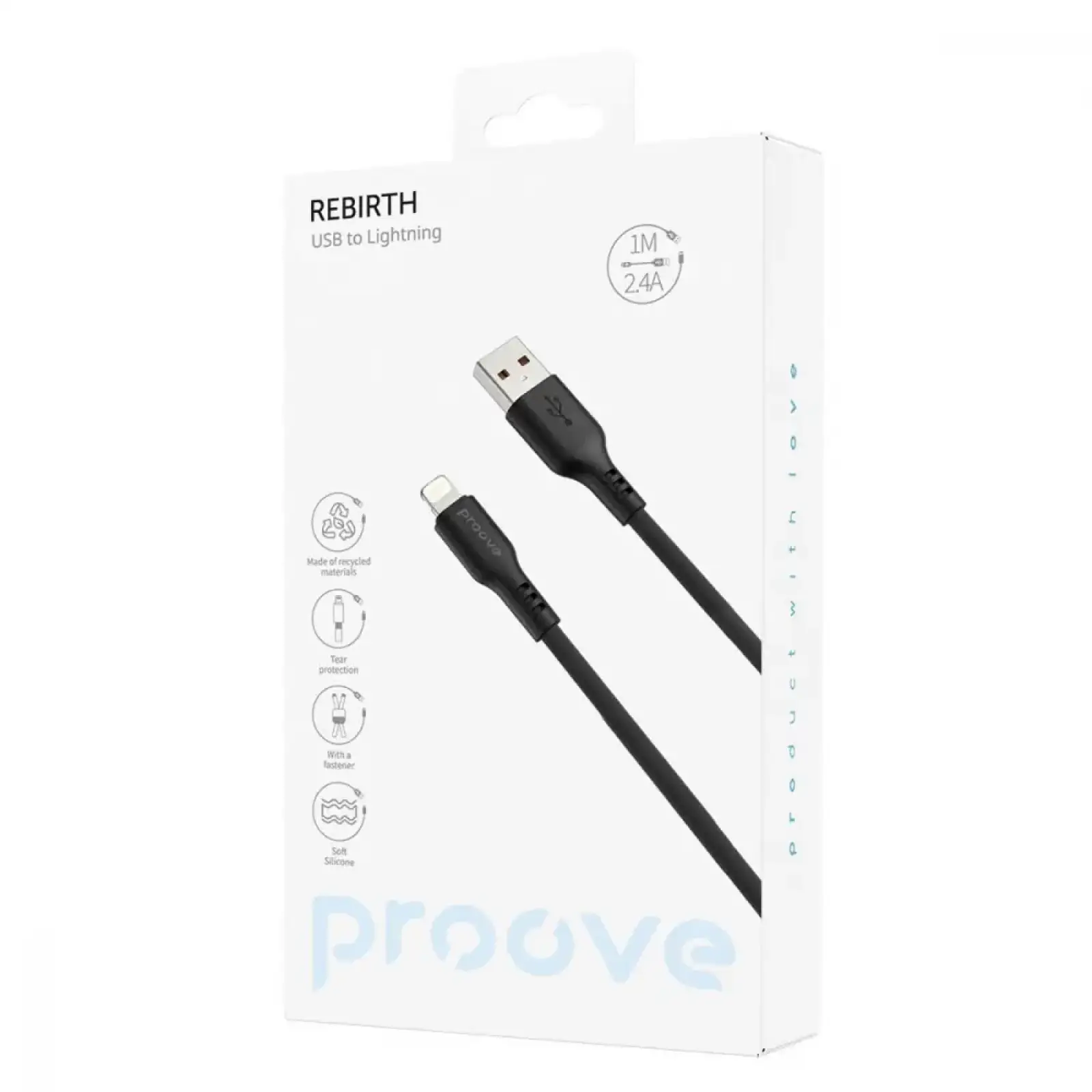 Кабель Proove Rebirth USB to Lightning 2.4A (1m) White