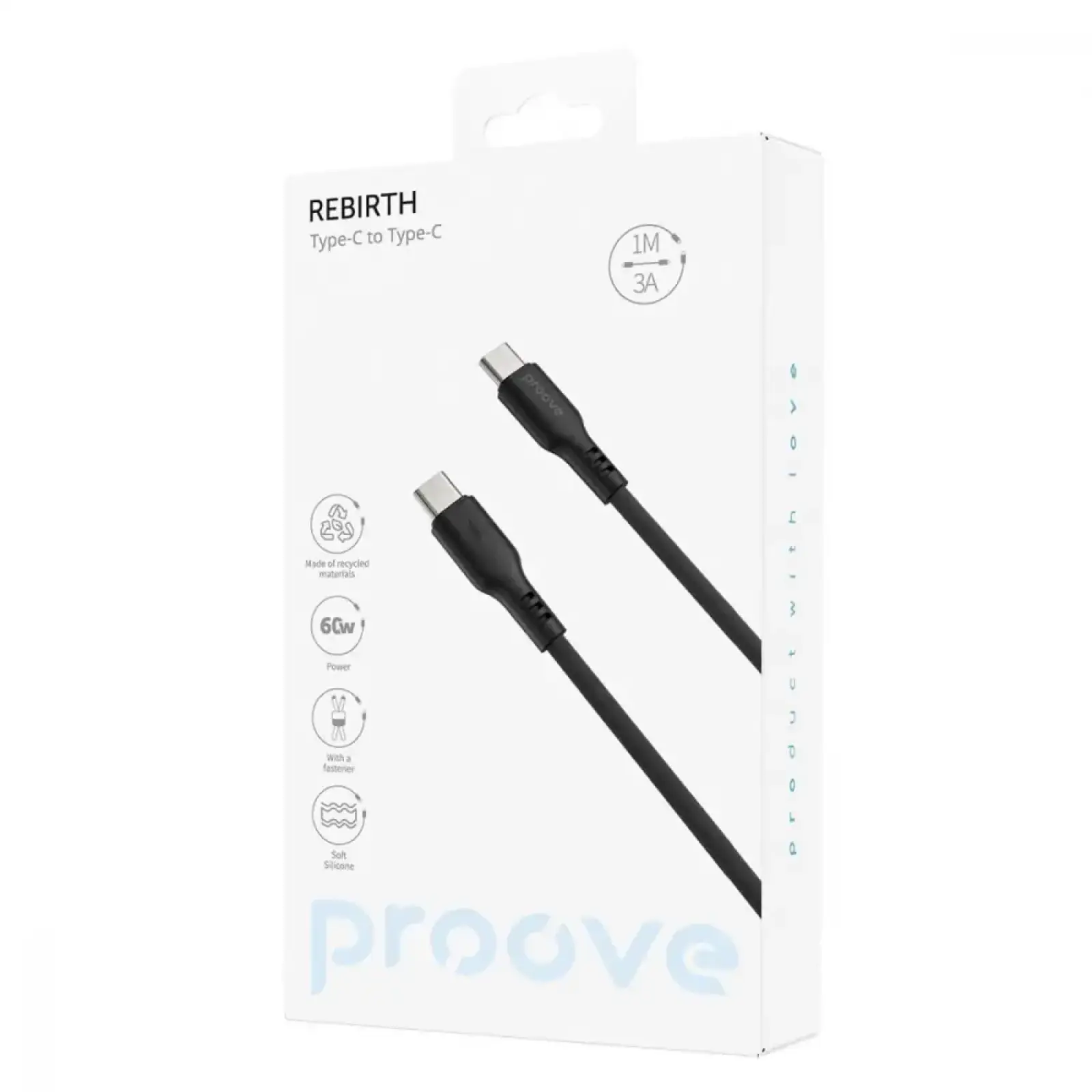 Кабель Proove Rebirth Type-C to Type-С 60W (1m) Black CCRE60002201