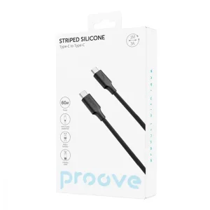 Кабель Proove Striped Silicone Type-C to Type-C 60W (1M) black, CCSS60002201