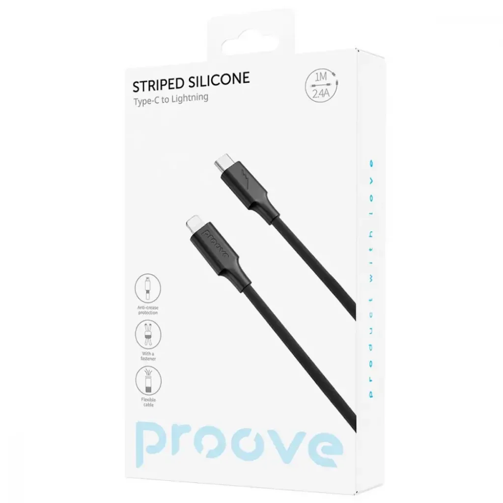 Кабель Proove Striped Silicone Type-C to Lightning (1M) white, CCSS00002102