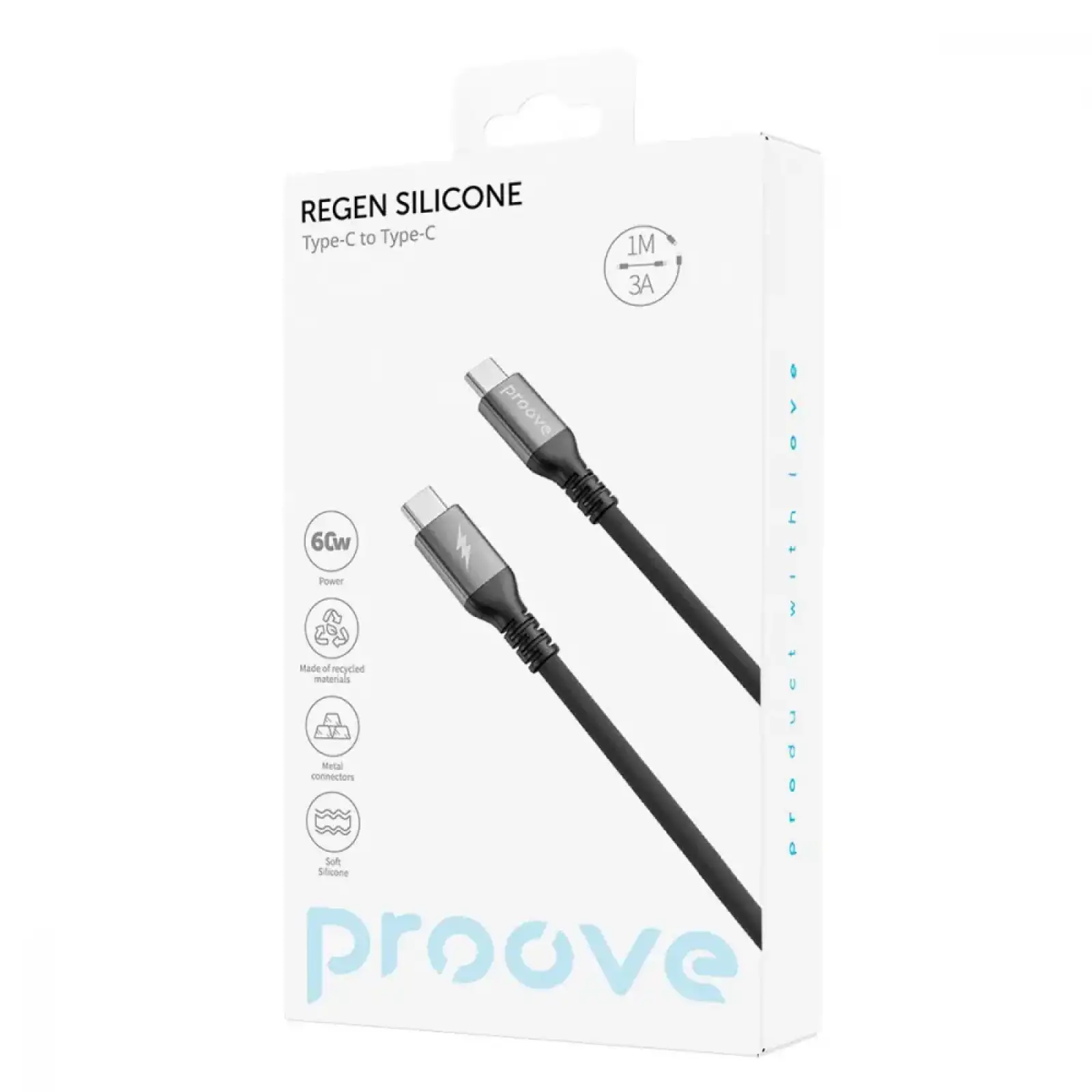 Кабель Proove ReGen Silicone Type-C to Type-C 60W (1m) White