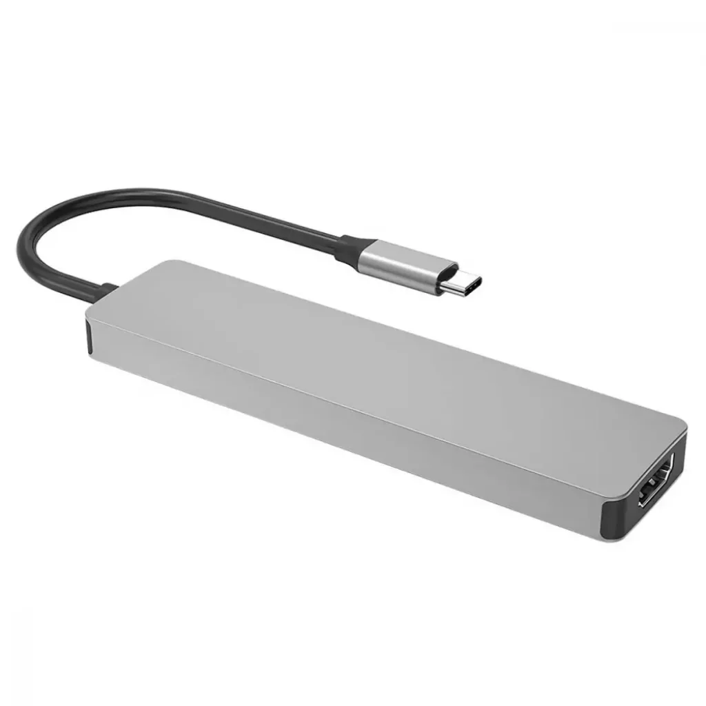 Type-C-Хаб Proove Iron Link 7 in 1 (2*Type-C + 2*USB3.0 + HDMI + SD/TF) Silver, HBIL00222004