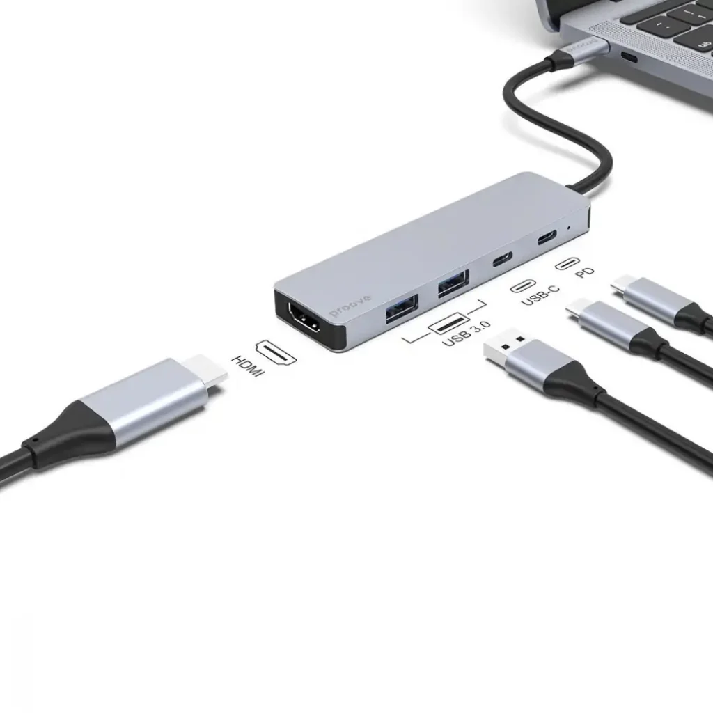 Type-C-Хаб Proove Iron Link 5 in 1 (2*Type-C + 2*USB3.0 + HDMI) silver, HBIL00222024
