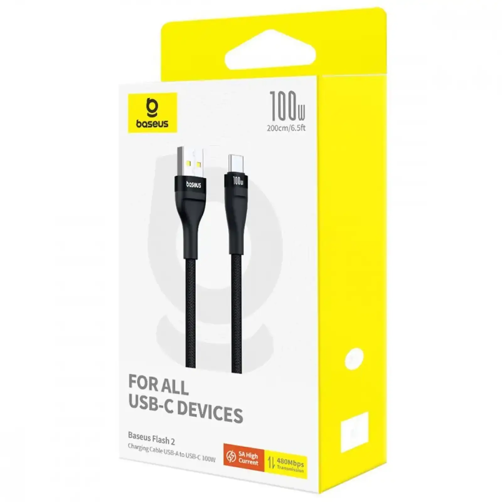 Кабель Baseus Flash 2 USB to Type-C 100W (2m) Black